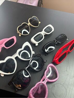 SHEIN Kids Sunglasses Set - Pink, White, Black, Red, Gold